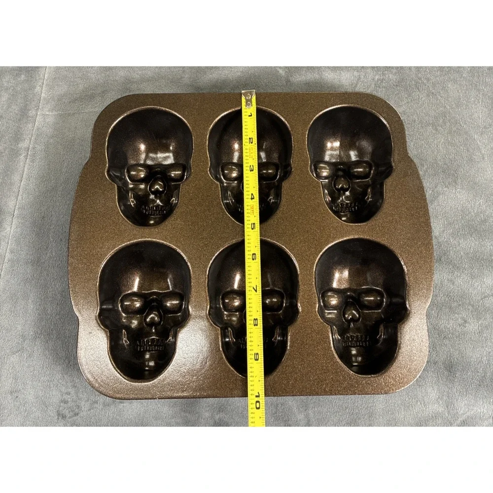 Nordic Ware Haunted Skull Cakelet Pan Nonstick Baking Pan for Halloween Cakes